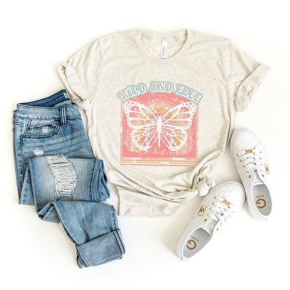 Wild And Free Butterfly Short Sleeve Graphic Tee