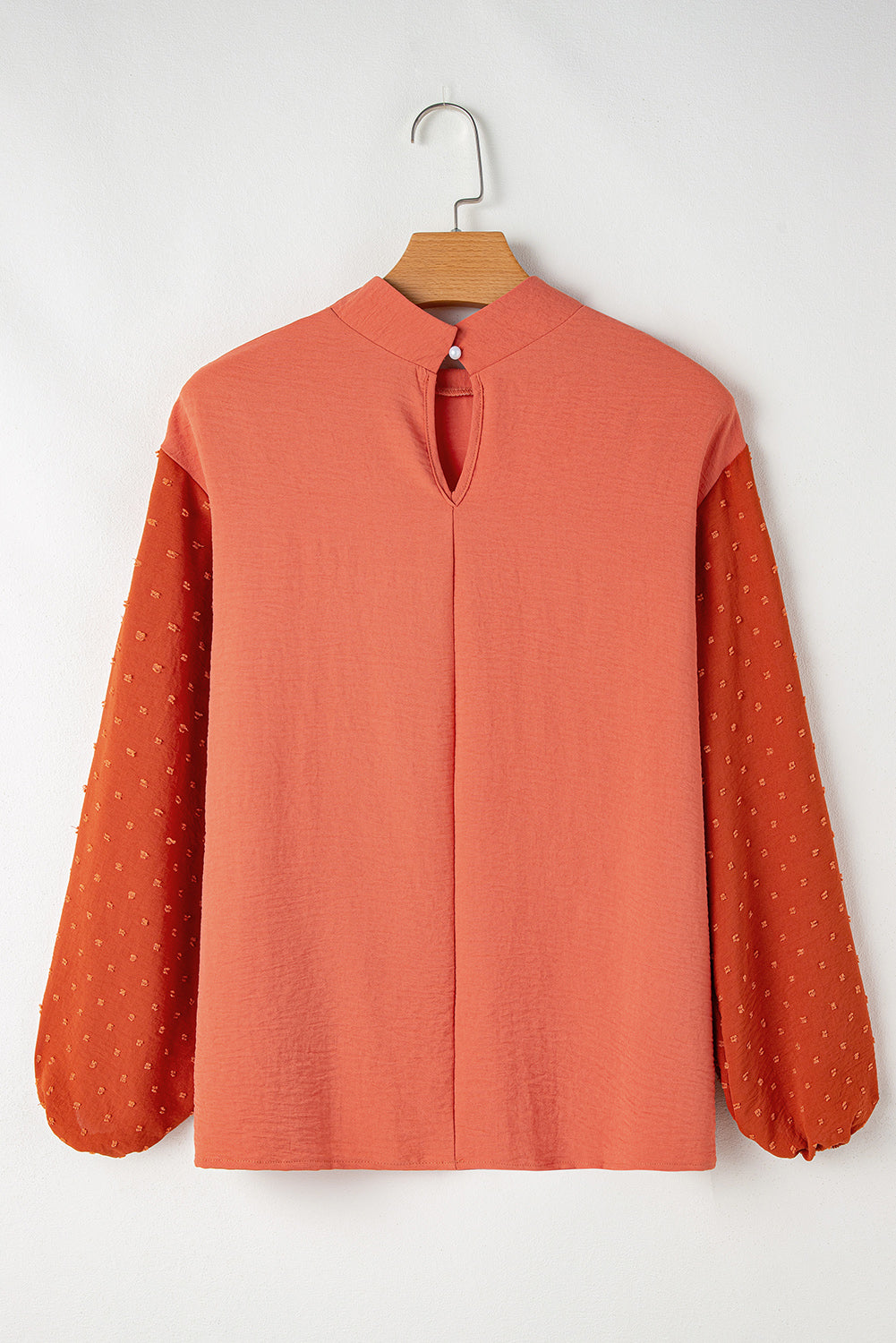 Russet Orange Swiss Dot Balloon Sleeve Shirt