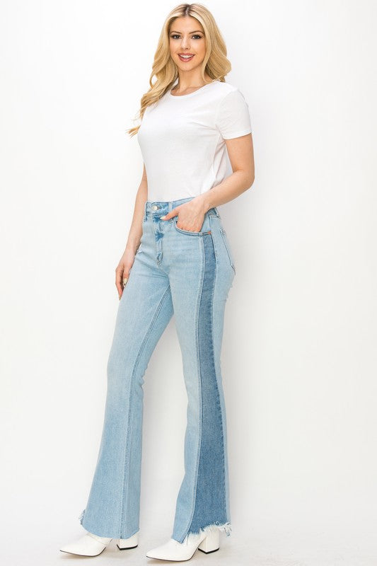 High Rise Boot Cut Two Panel Jeans