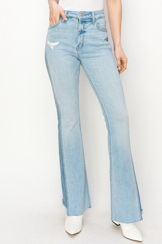 PLUS SIZE - HIGH RISE BOOT CUT COLOR PANEL DETAIL