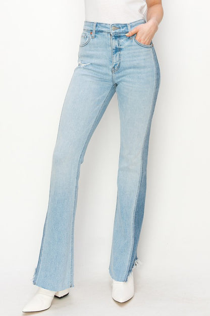 PLUS SIZE - HIGH RISE BOOT CUT COLOR PANEL DETAIL