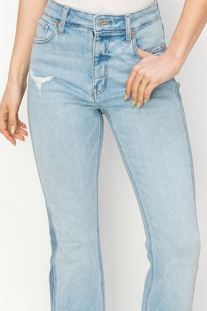 PLUS SIZE - HIGH RISE BOOT CUT COLOR PANEL DETAIL