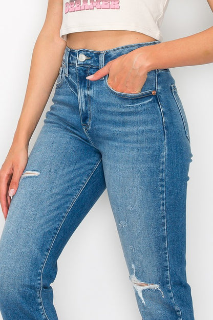 High Rise Tapered Leg Jeans