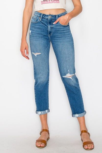 High Rise Tapered Leg Jeans