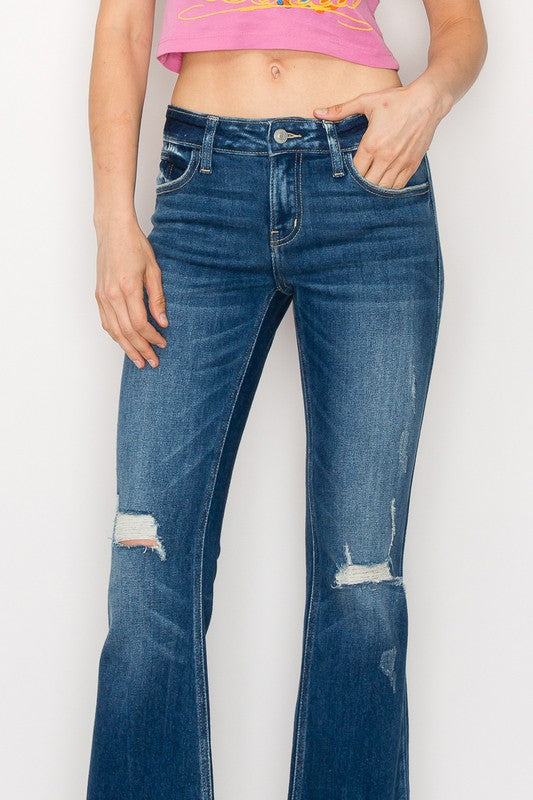 Plus Size Low Rise Vintage Flare Jeans