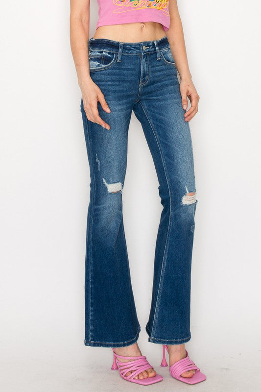 Plus Size Low Rise Vintage Flare Jeans