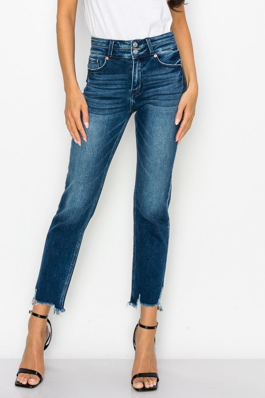 Plus High Rise Double Waist Band Jeans