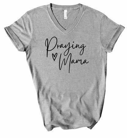 V-Neck Praying Mom Graphic Boutique Tee