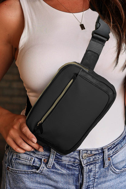 Black Adjustable Strap Mini PU Leather Crossbody Bag