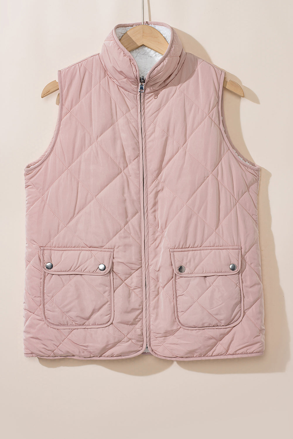 Black Fleece Lined Quilted Zip up Vest Coat