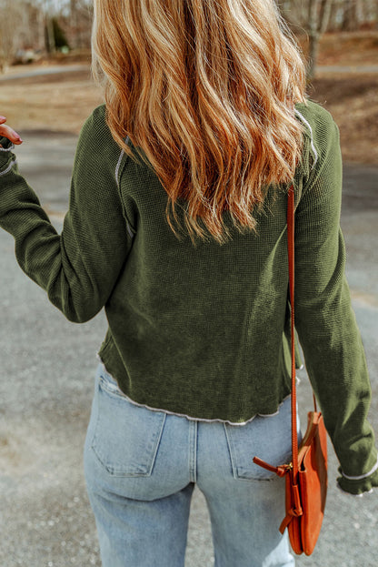 Chestnut Textured Tiered Ruffled Long Sleeve Mini Dress