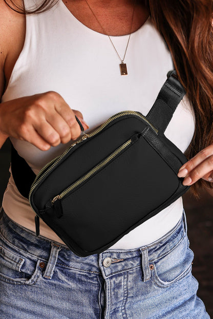 Black Adjustable Strap Mini PU Leather Crossbody Bag