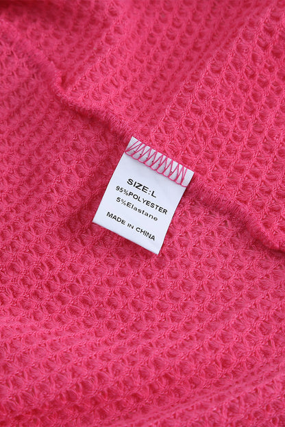 Pink Waffle Knit Button Up Casual Shirt