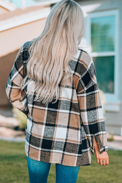 Plaid Print Buttoned Shirt Jacket