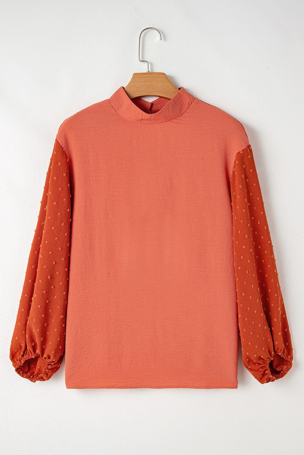 Russet Orange Swiss Dot Balloon Sleeve Shirt