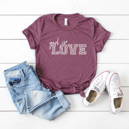 Christian God Is Love Leopard Short Sleeve Graphic Tee