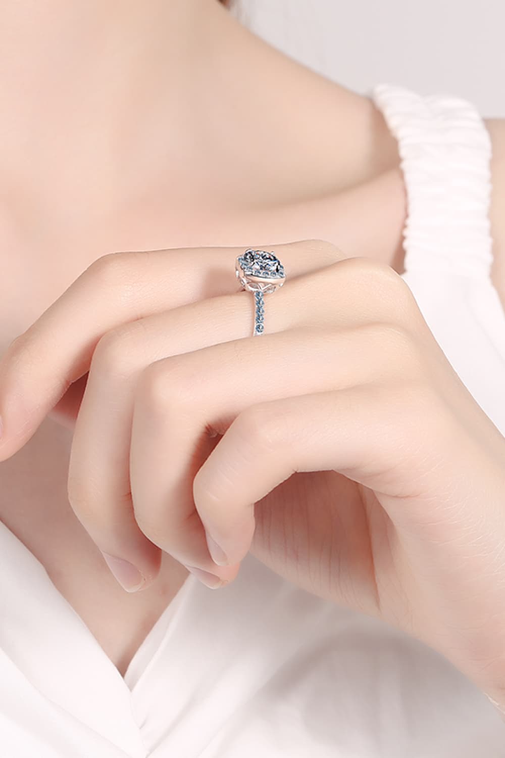 Moissanite Square Halo Ring