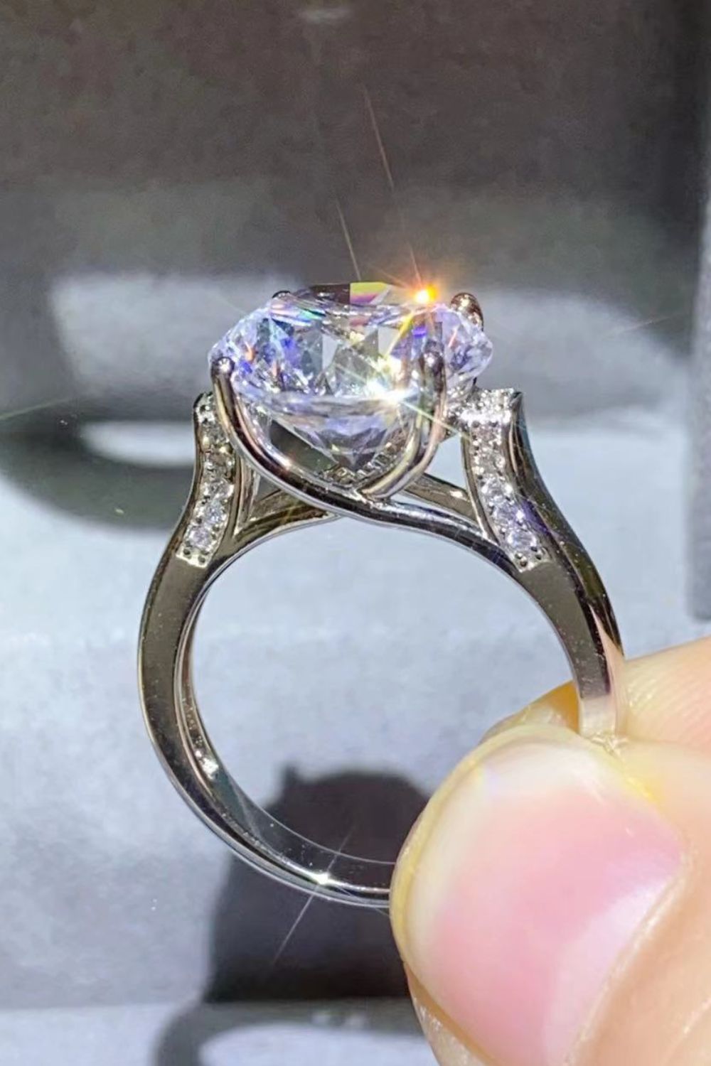 Moissanite Platinum-Plated Ring