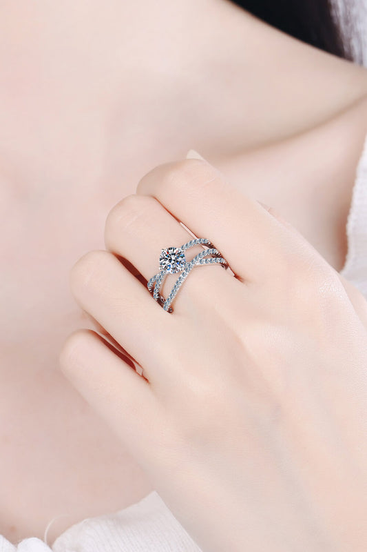 Stunning  Moissanite Crisscross Ring