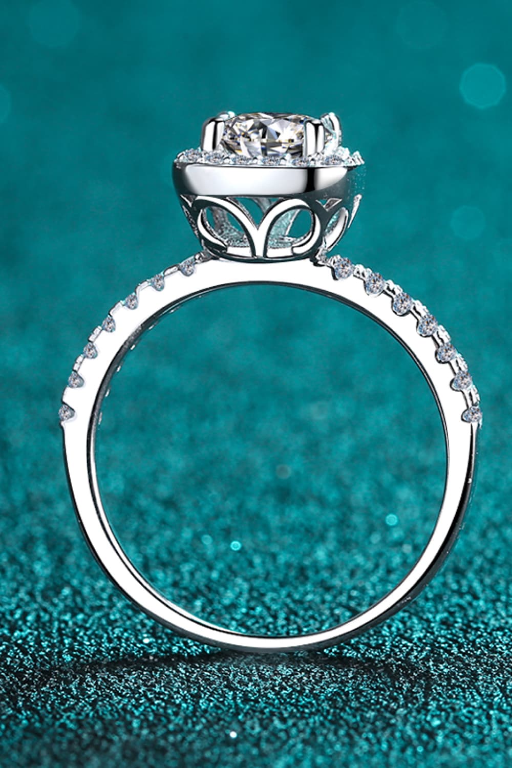 Moissanite Square Halo Ring