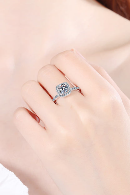 Moissanite Square Halo Ring