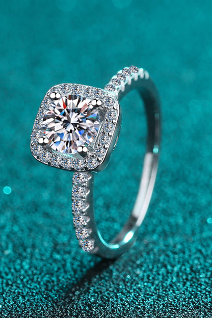 Moissanite Square Halo Ring