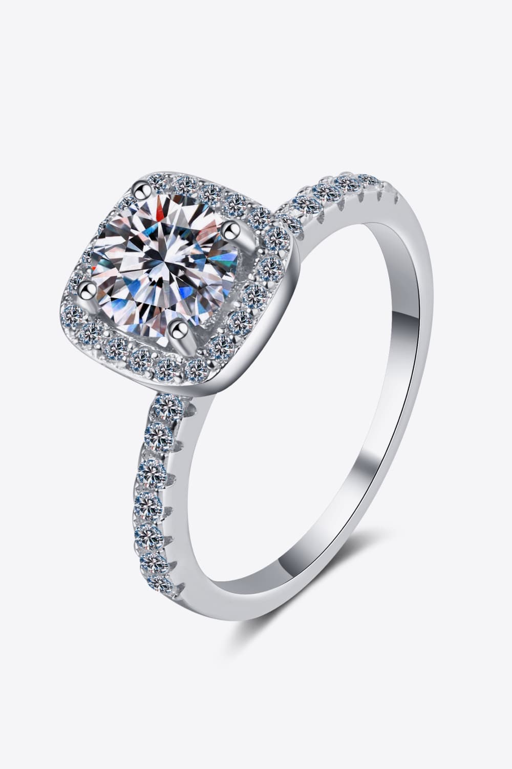 Moissanite Square Halo Ring