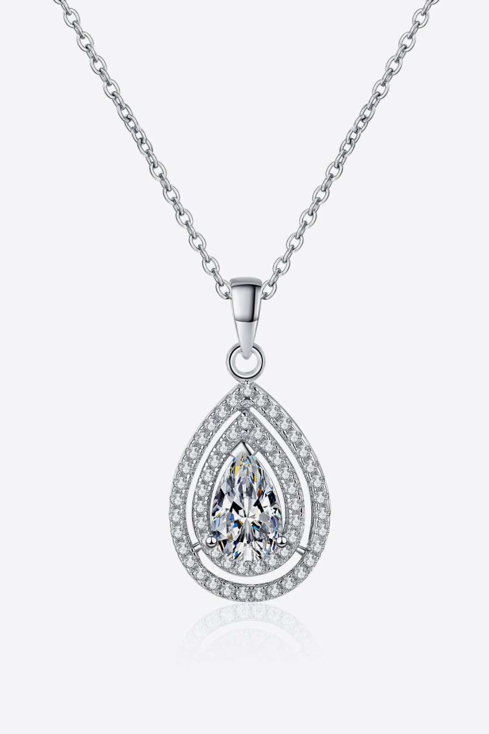 Moissanite Teardrop Pendant Necklace 1 Carat