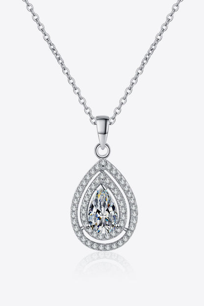 Moissanite Teardrop Pendant Necklace 1 Carat