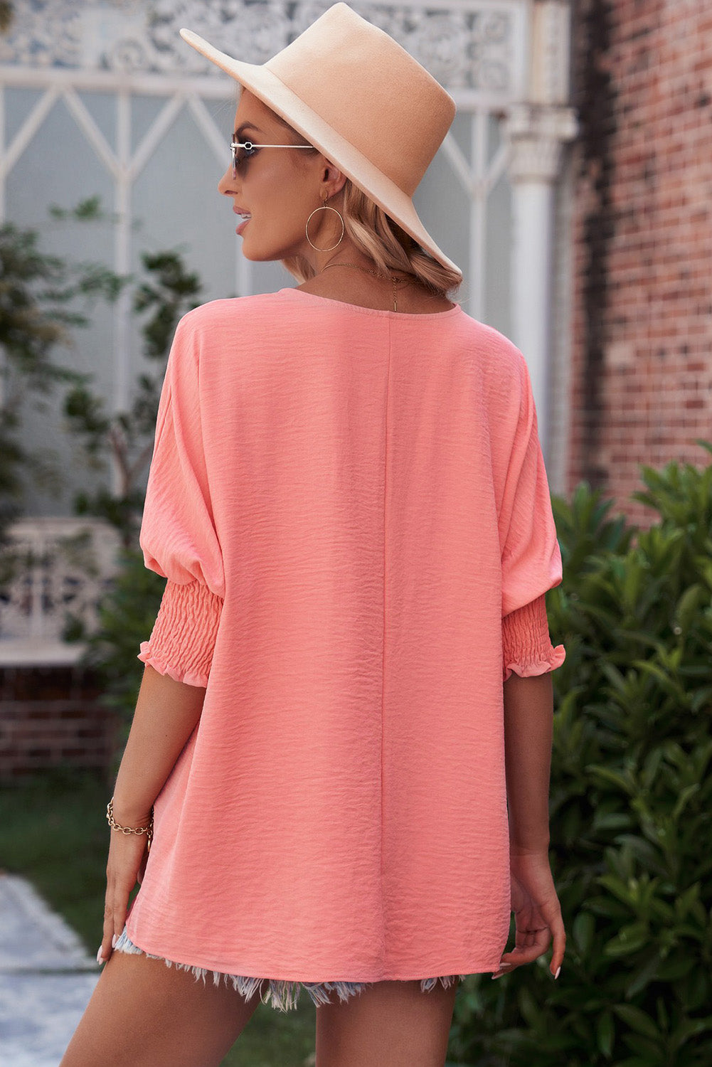 Dolman Sleeve Textured Blouse